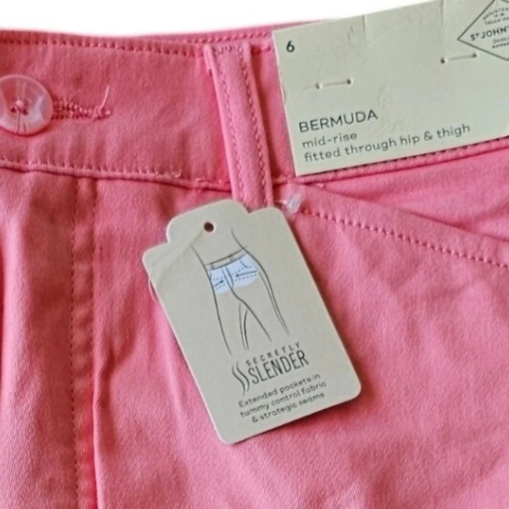 St Johns‎ Bay Womens Pink Bermuda Shorts Secretly Slender Mid Rise Size 6 NEW